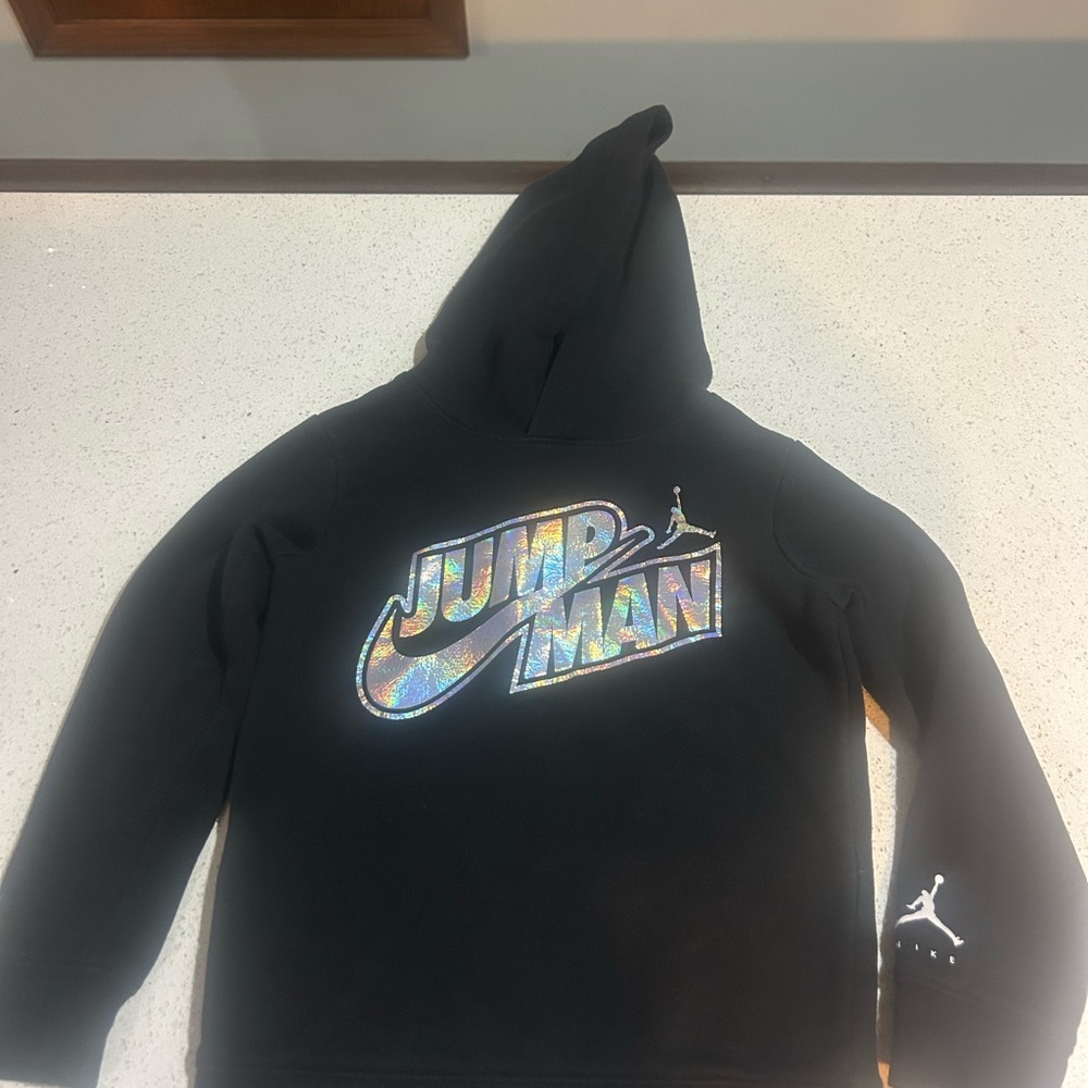 Jordan Black Hoodie with Iridescent Logo